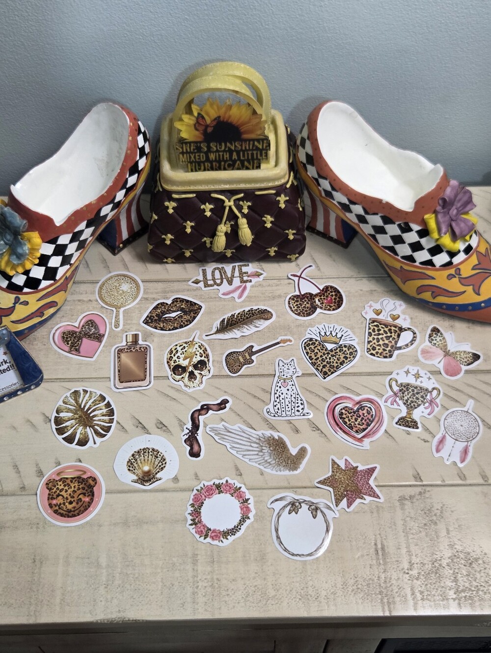 Leopard Print & Boho Sticker Lot - 24 Count NEW